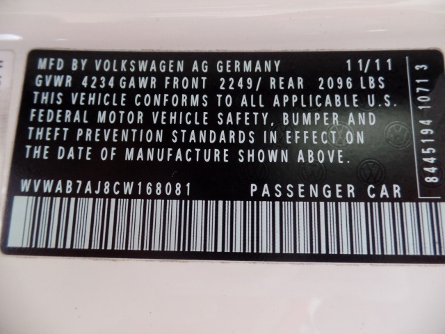 2012 Volkswagen Golf 2.5L PZEV Hatchback